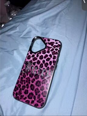 Juicy couture Pink Leopard Print Phone Case with Bling Accent